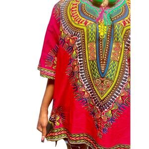 Hot pink oversized African dashiki with gorgeous pattern